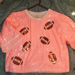 NWOT From The Sidelines Oversized Sequin Football Top